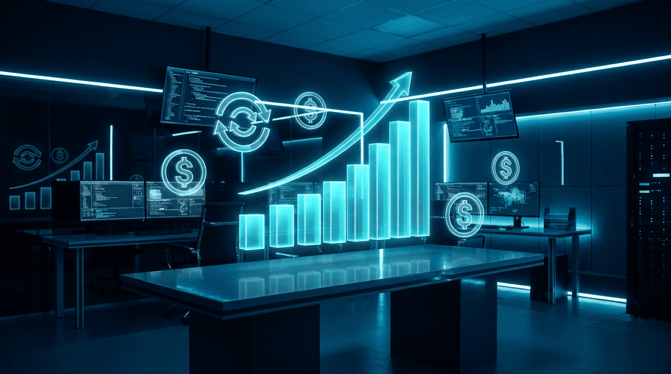 Rising cyan revenue growth chart representing MSP ARR and MRR growth